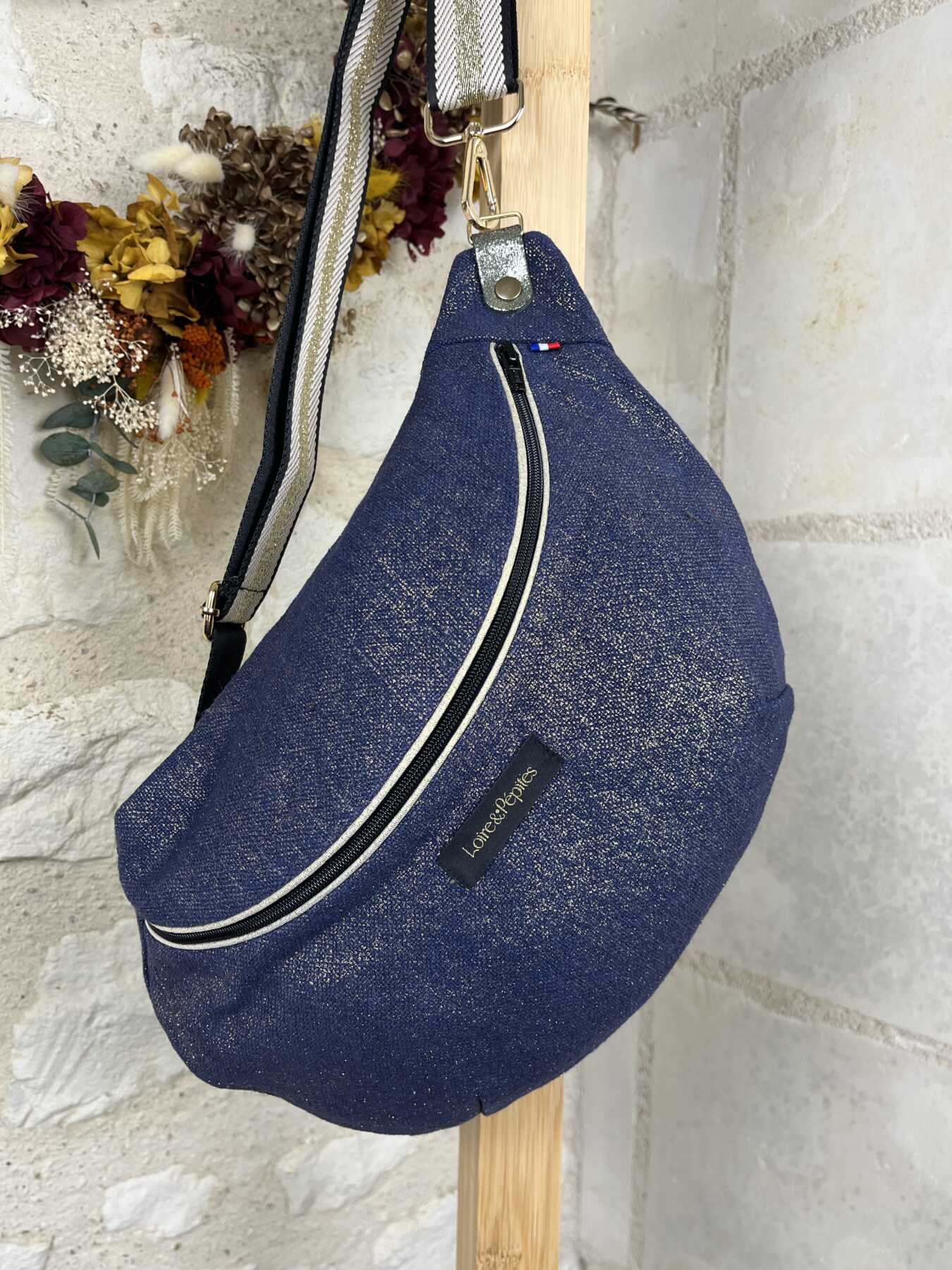BANANE LIN irisé – Navy/doré