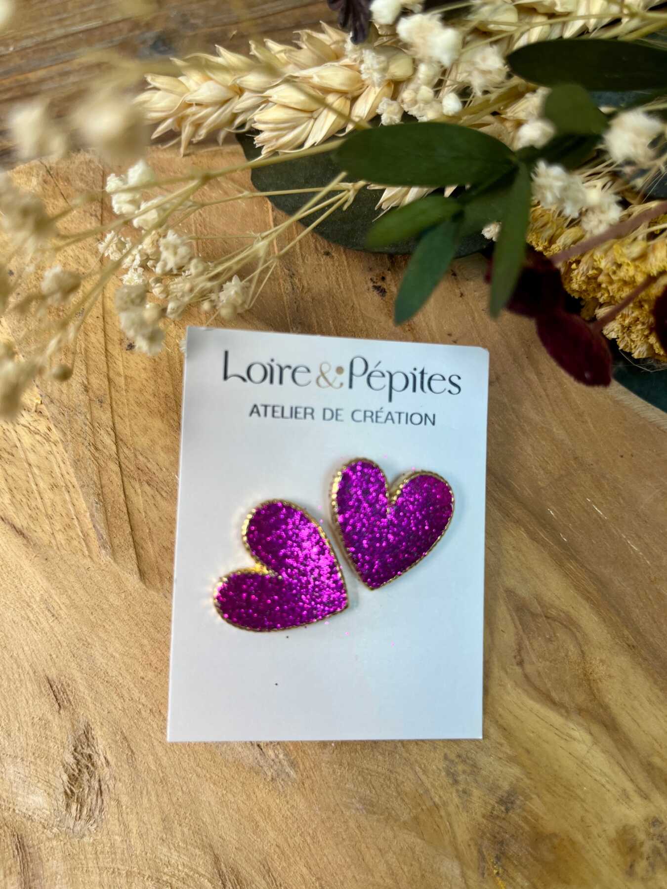 BOUCLES D OREILLES PUCE fushia