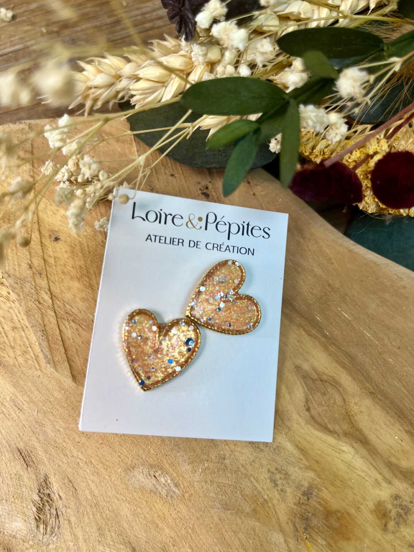 BOUCLES D OREILLES PUCE rose saumon