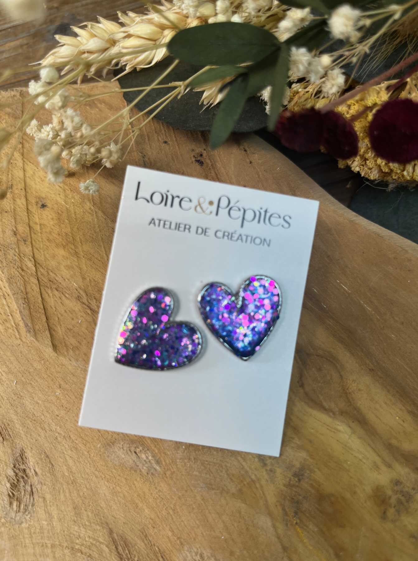 BOUCLES D OREILLES PUCE sirène-métal argent