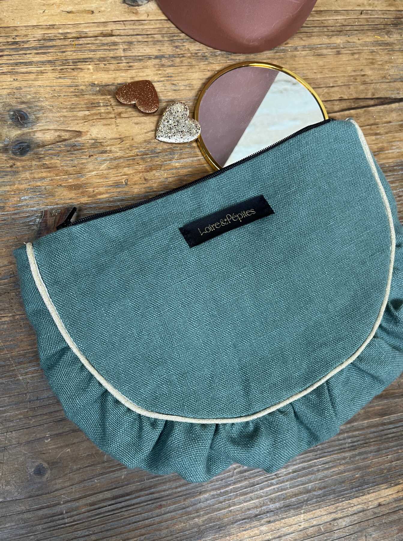 POCHETTE froncée – Lin Céladon