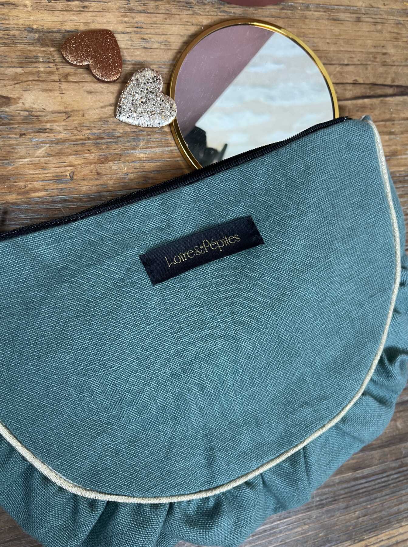 POCHETTE froncée – Lin Céladon