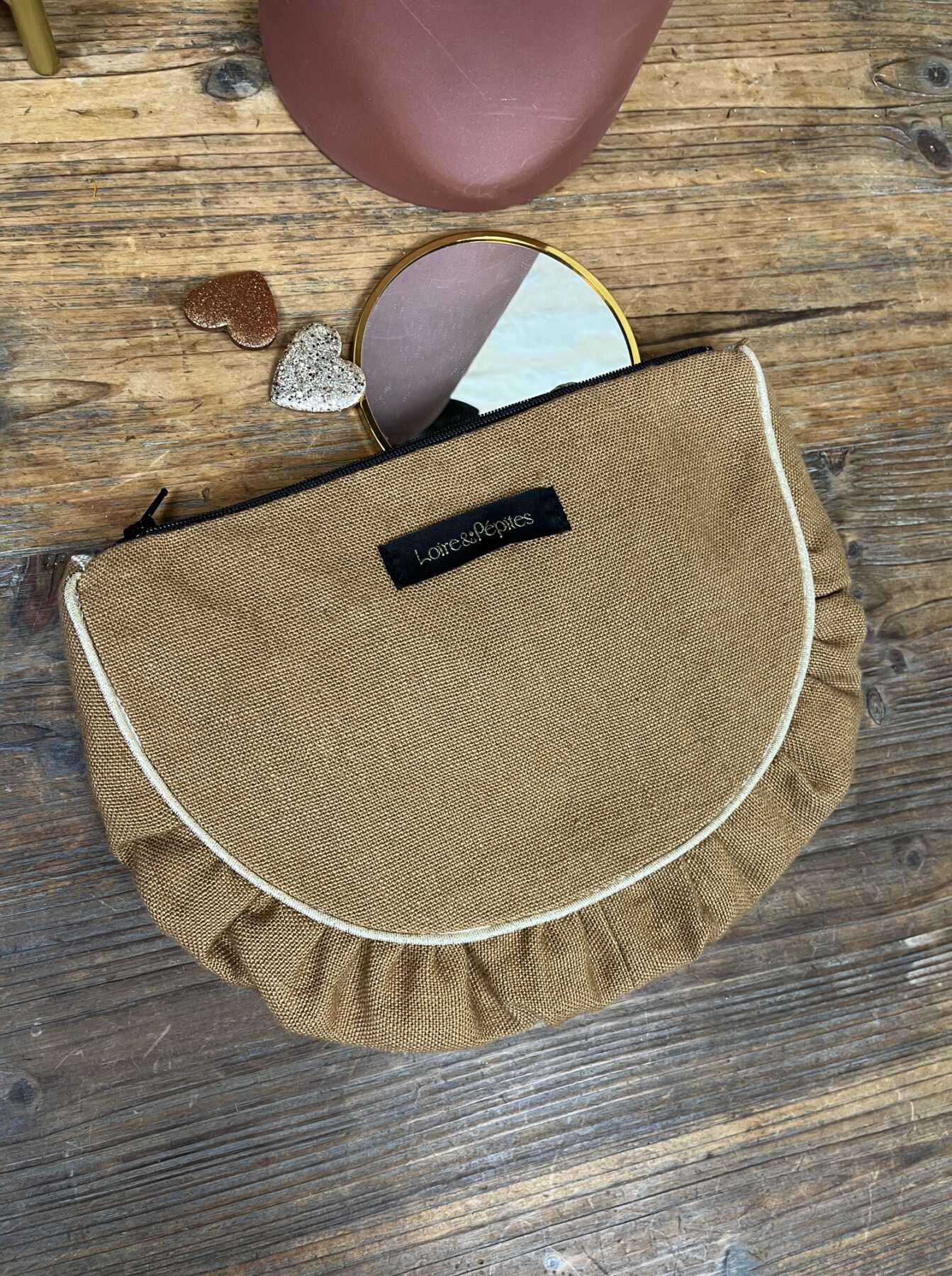 POCHETTE froncée – Lin camel
