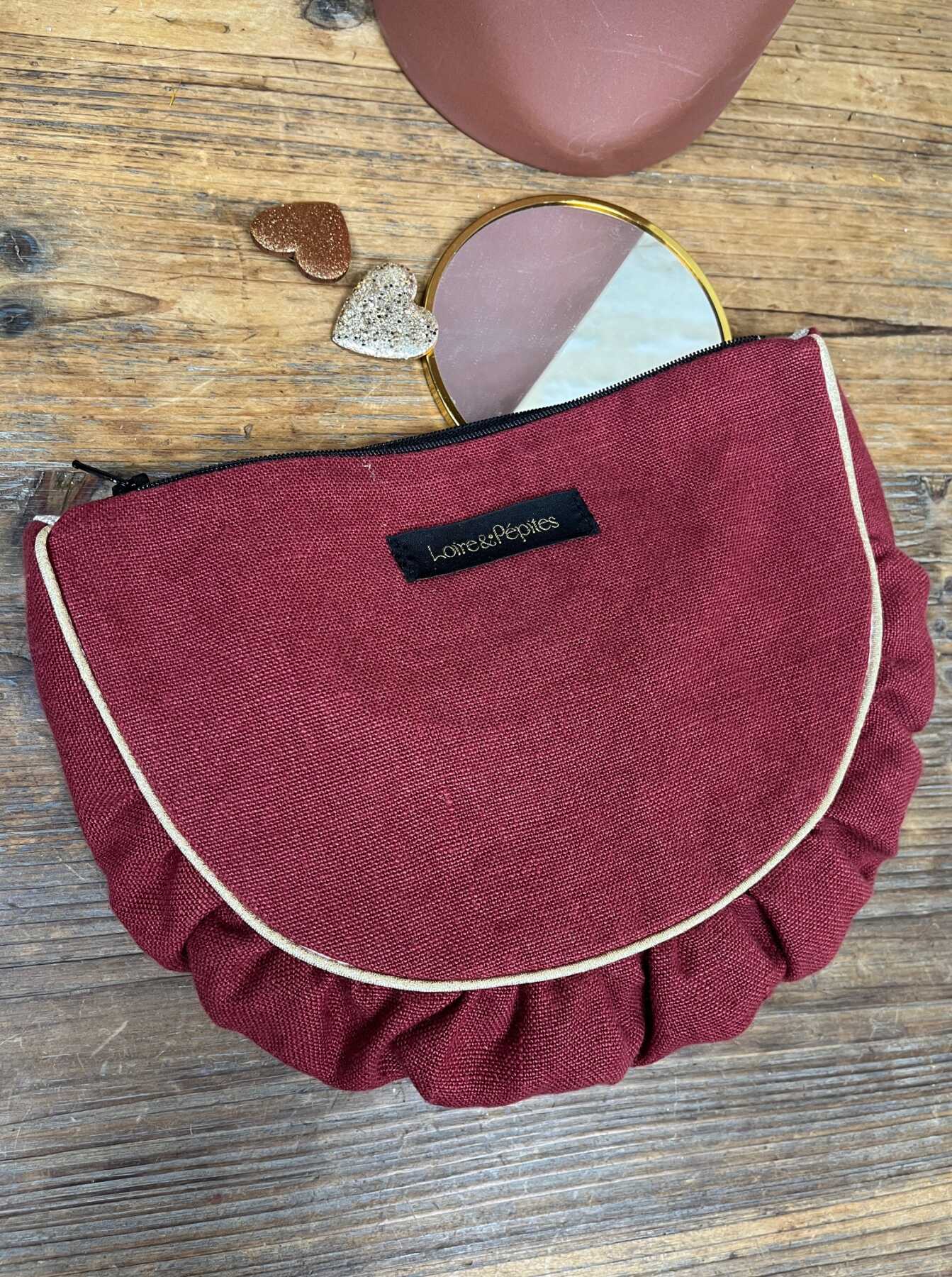 POCHETTE froncée – Lin Grenat