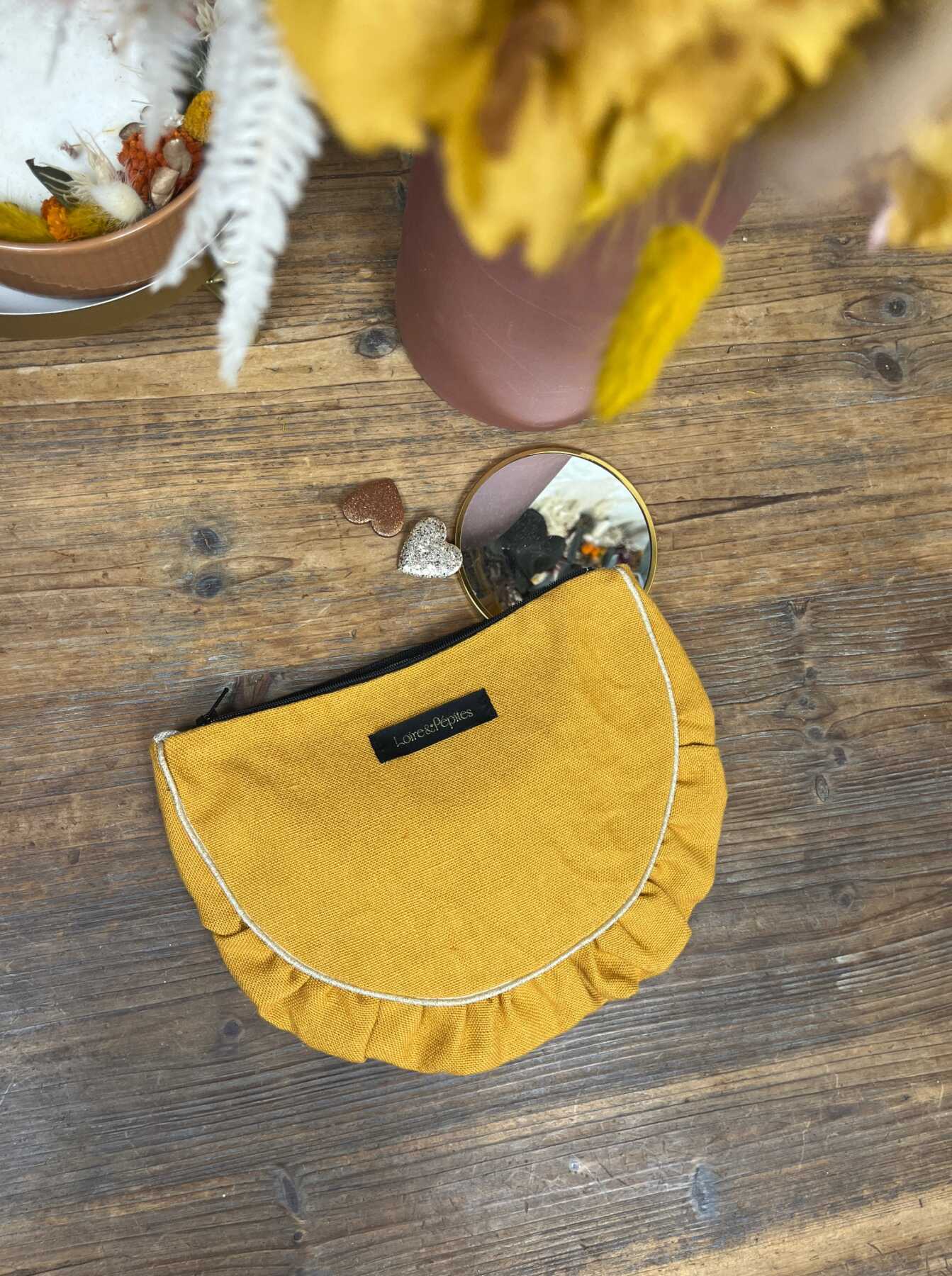 POCHETTE froncée – Lin jaune curry