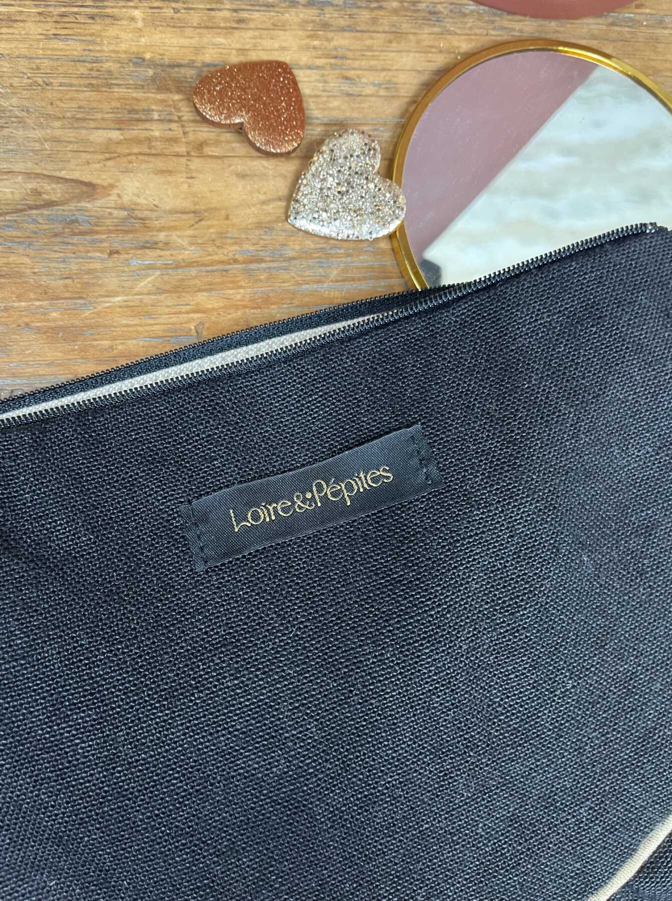 POCHETTE froncée – Lin noir