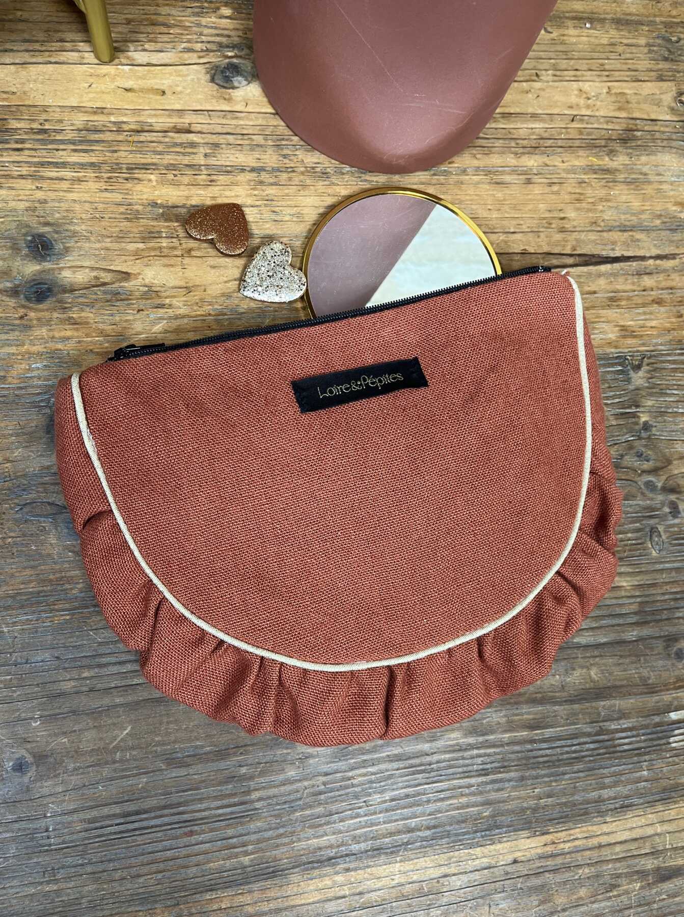 POCHETTE froncée – Lin rouille