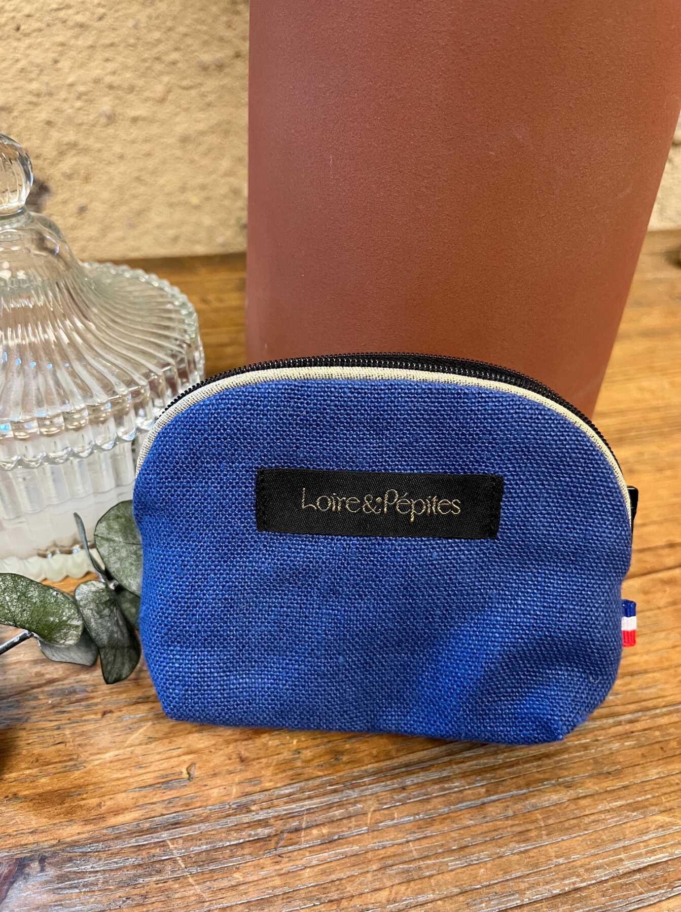 PORTE MONNAIE –  Lin – Bleu indigo