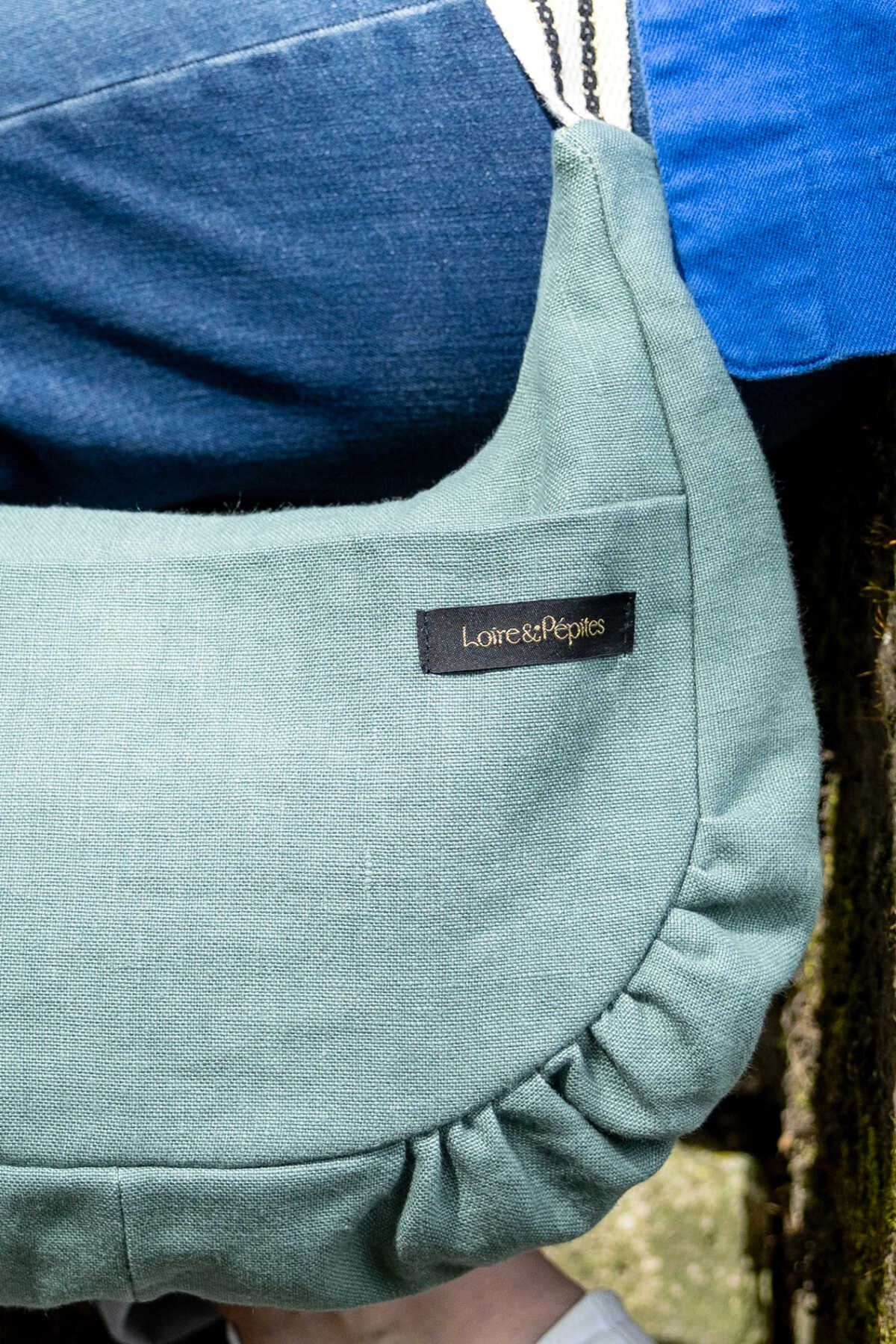 SAC BANDOULIERE –  froncé – Lin Céladon