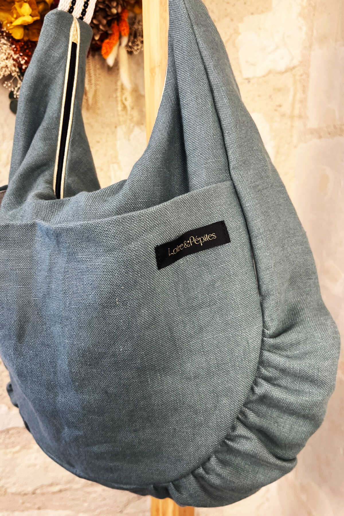 SAC CABAS froncé – Lin Céladon