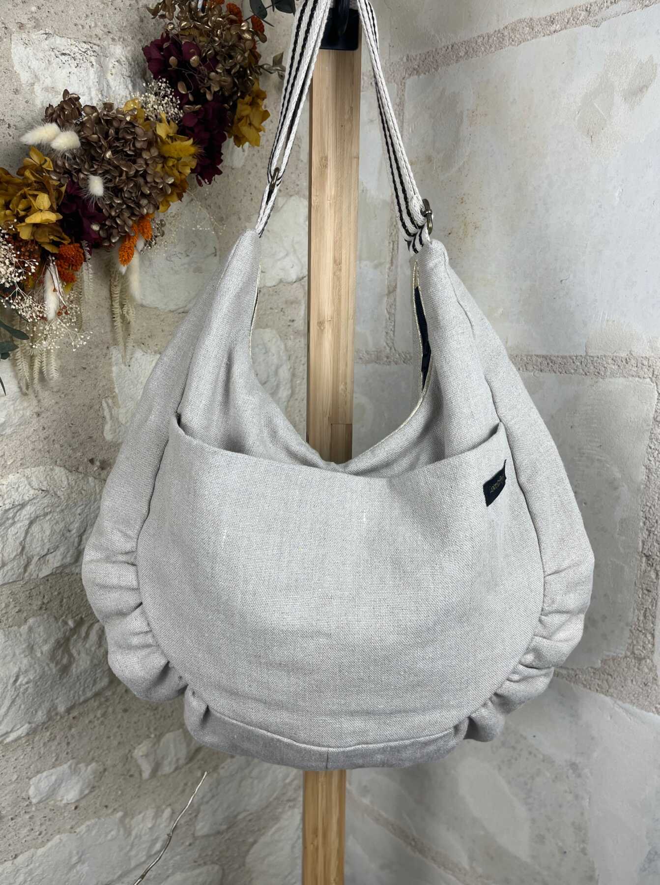 SAC CABAS froncé – Lin naturel
