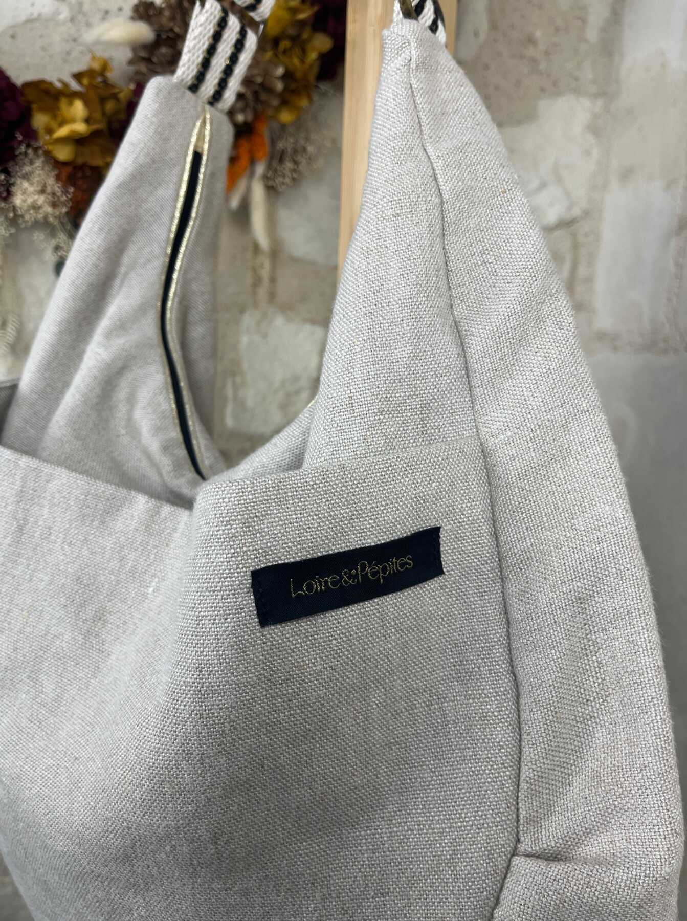 SAC CABAS froncé – Lin naturel
