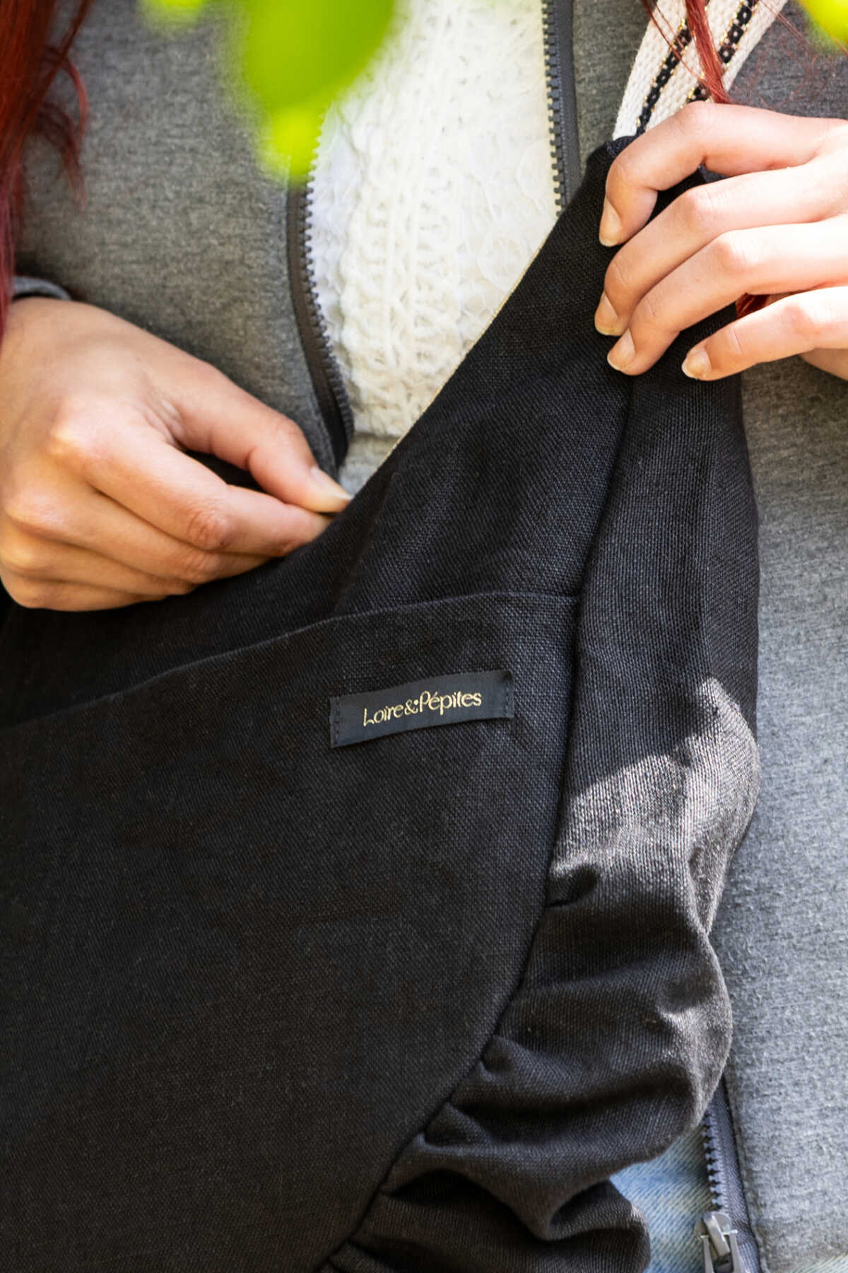 SAC CABAS froncé – Lin noir