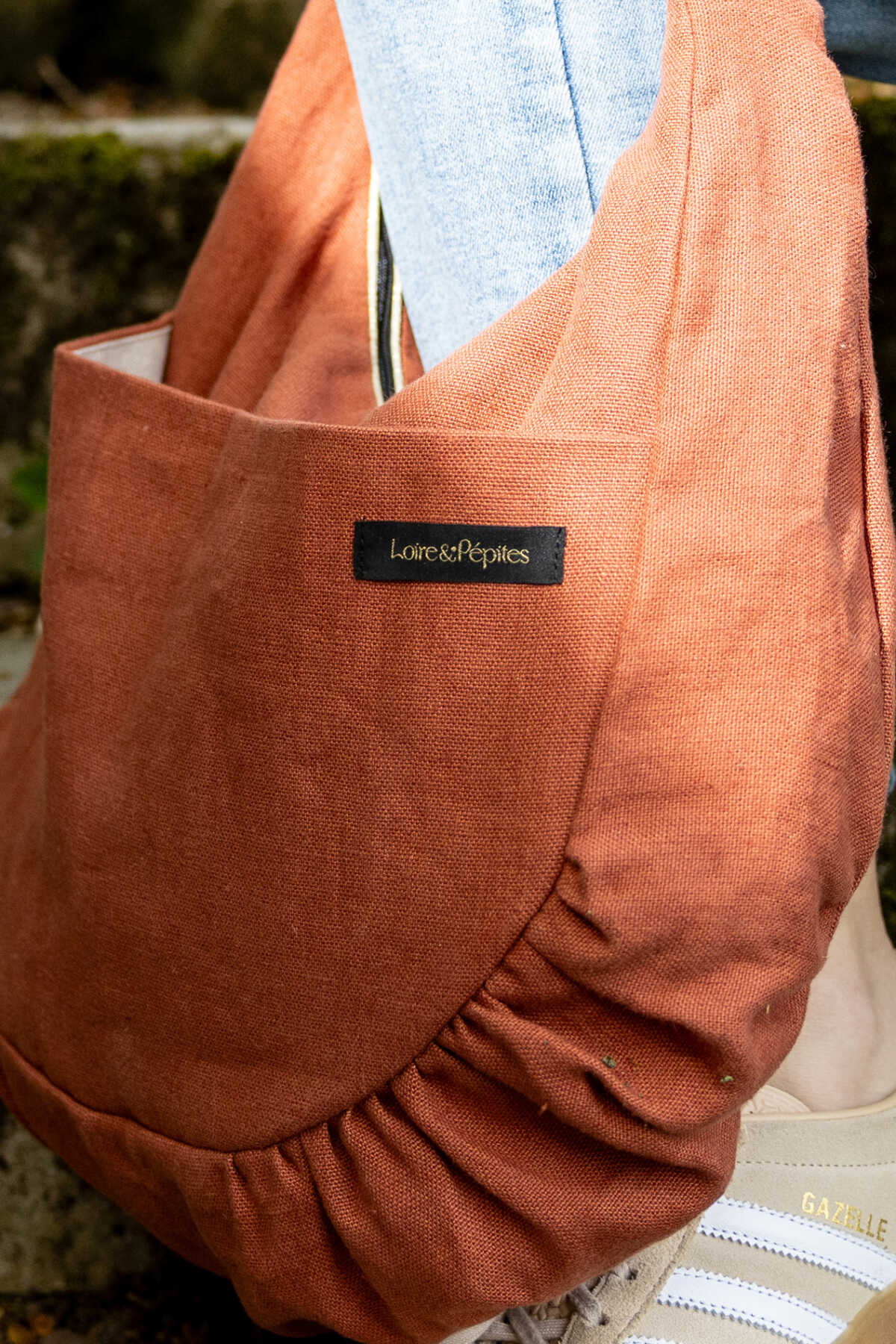 SAC CABAS froncé – Lin rouille