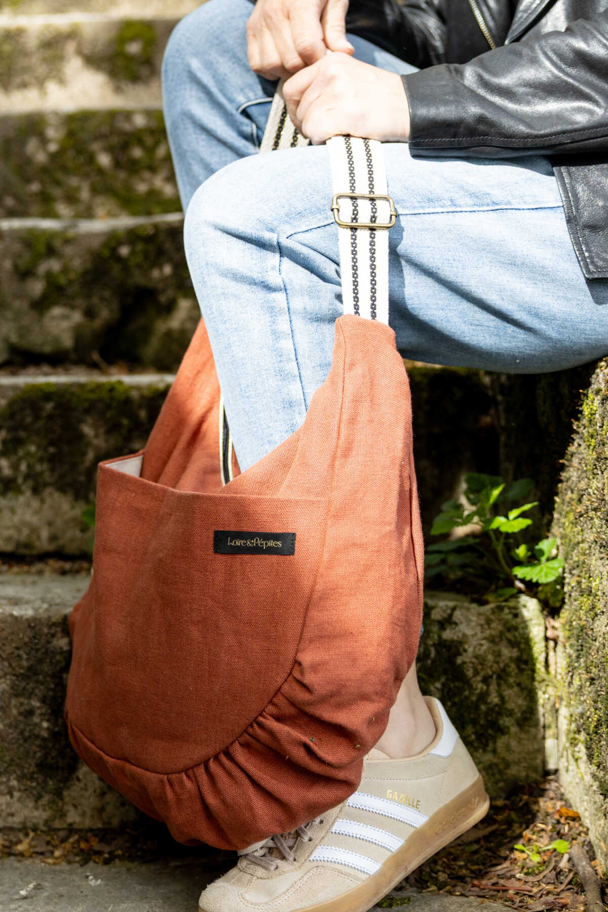 SAC CABAS froncé – Lin rouille