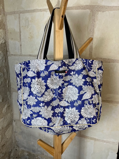CABAS-ENDUIT- Imprimé Indienne Bleu