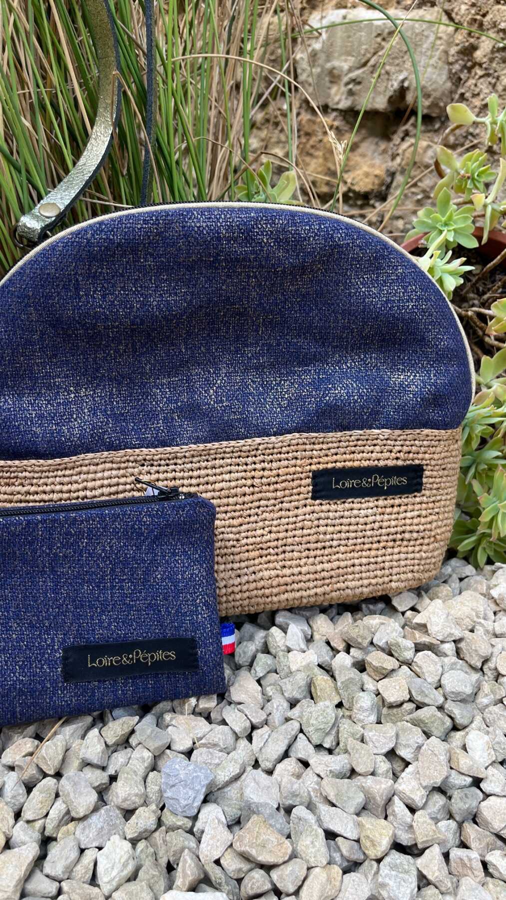 SAC BANDOULIERE TROUSSE RAPHIA – Navy