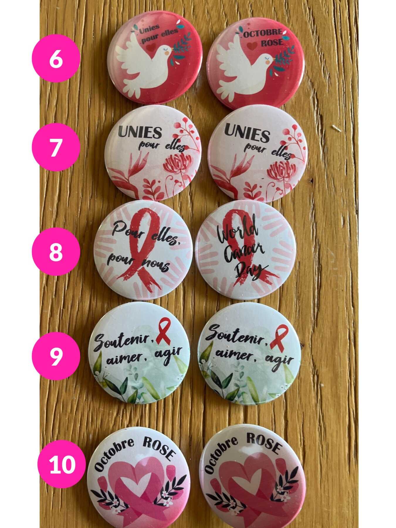 Badges faits main – Édition spéciale Octobre Rose