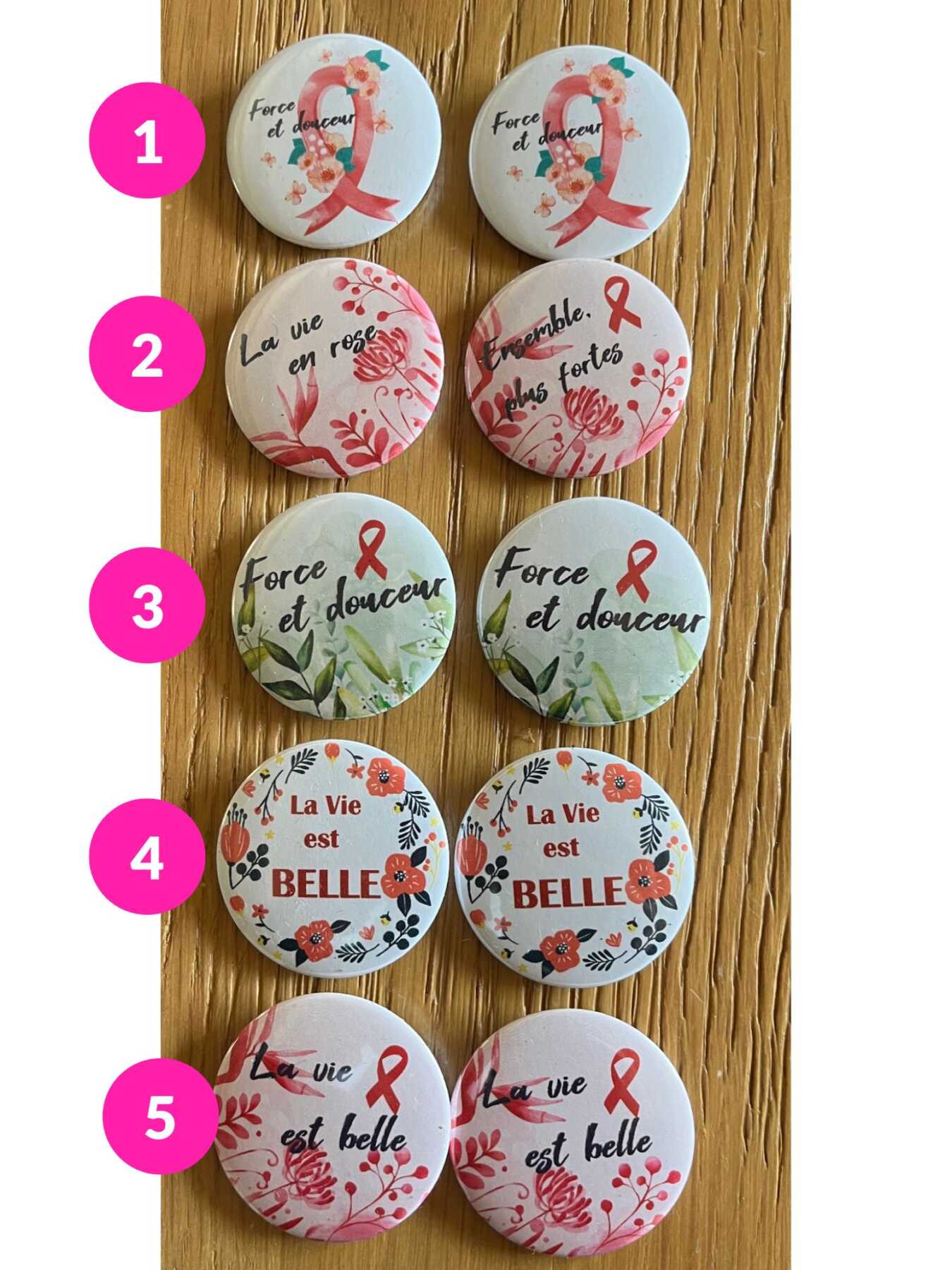 Badges faits main – Édition spéciale Octobre Rose