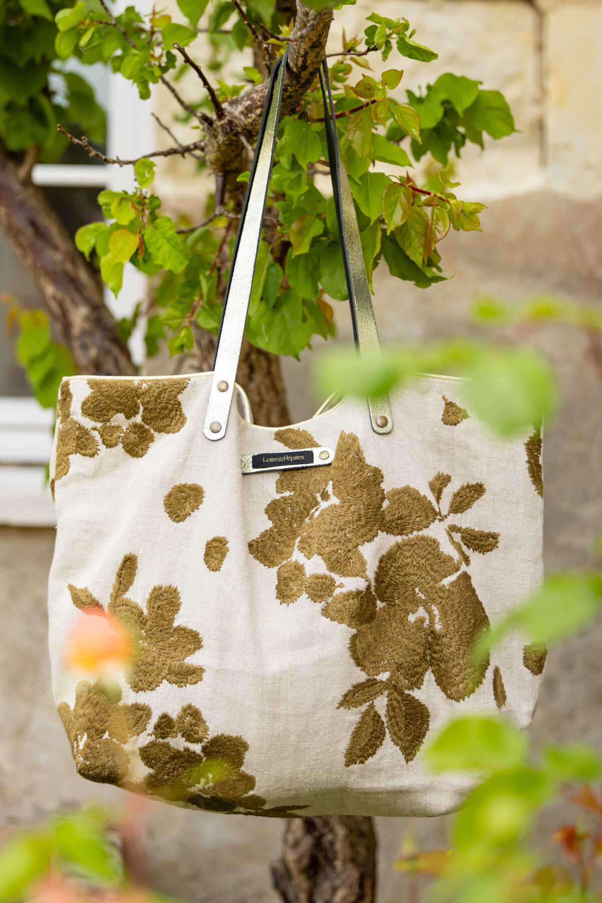 Cabas Motif fleuri | Kaki