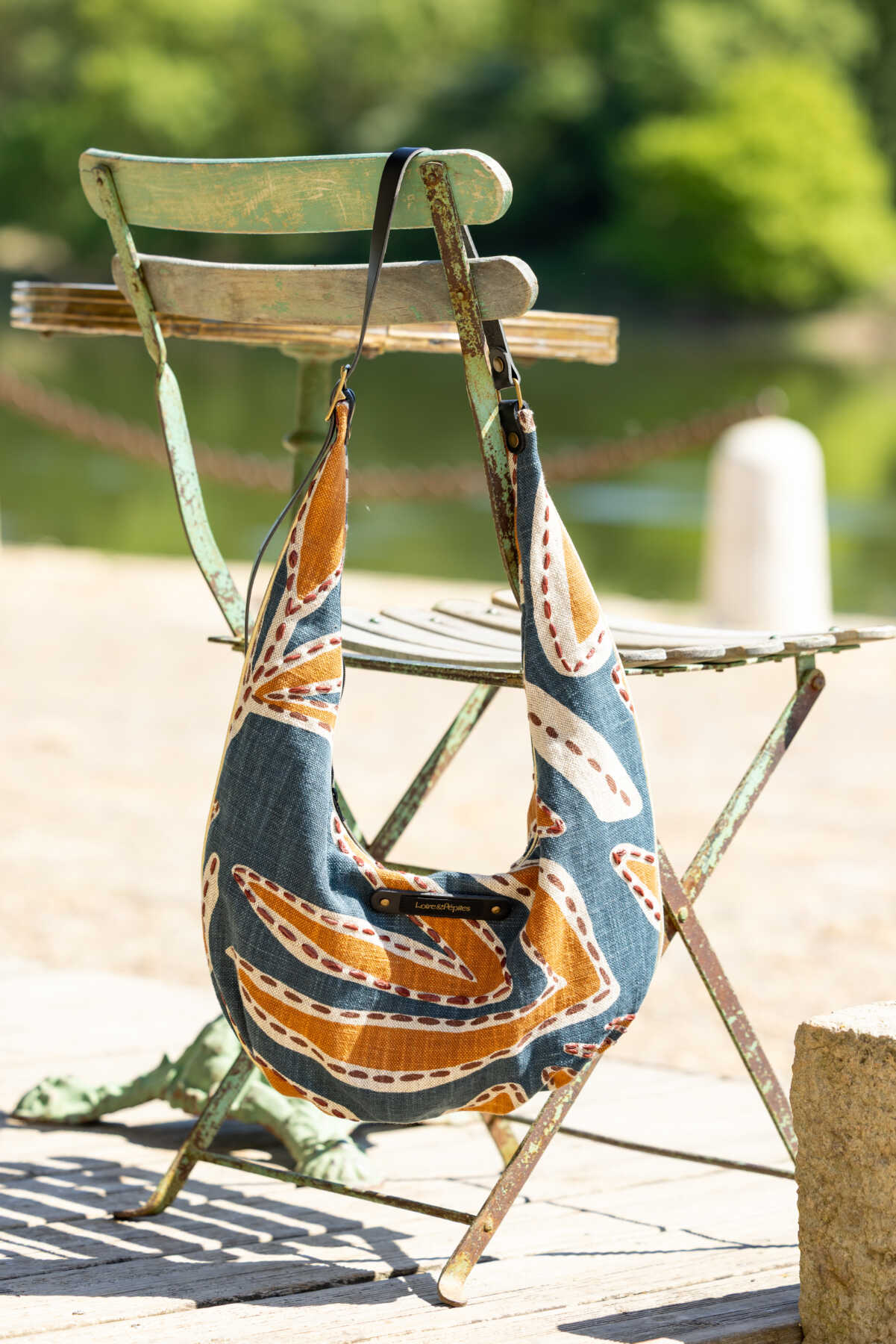 Sac à main bandoulière tissu imprimé éthnique