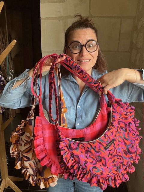 Sac demi-lune bandoulière fait main