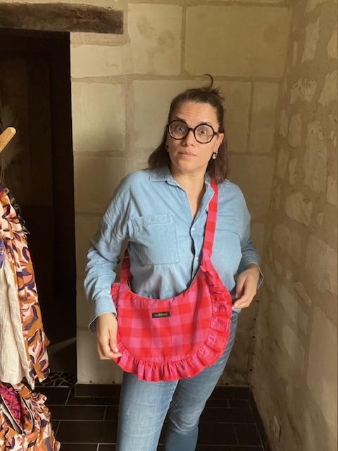 Sac demi-lune bandoulière fait main