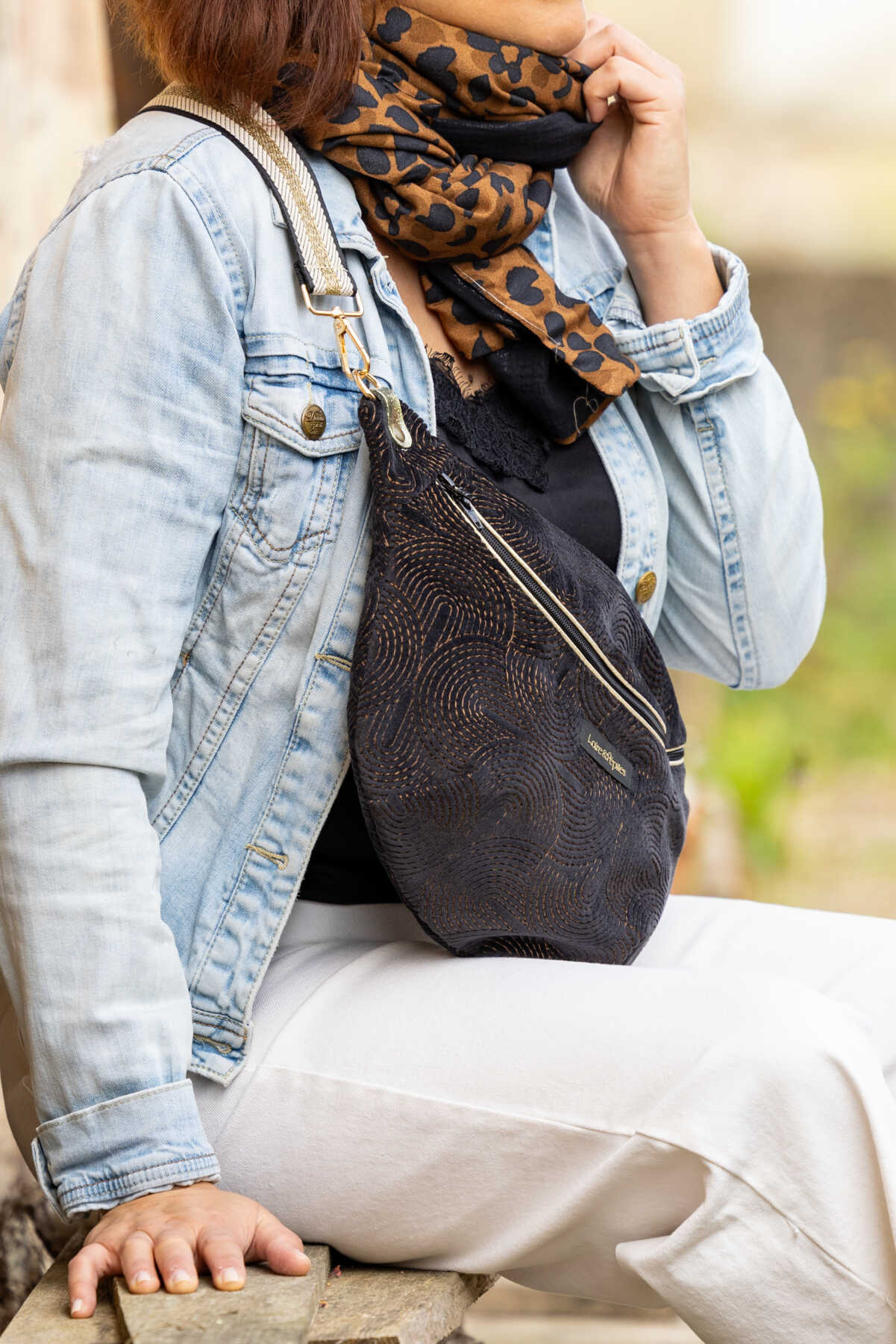 Foulard imprimé léopard/noir