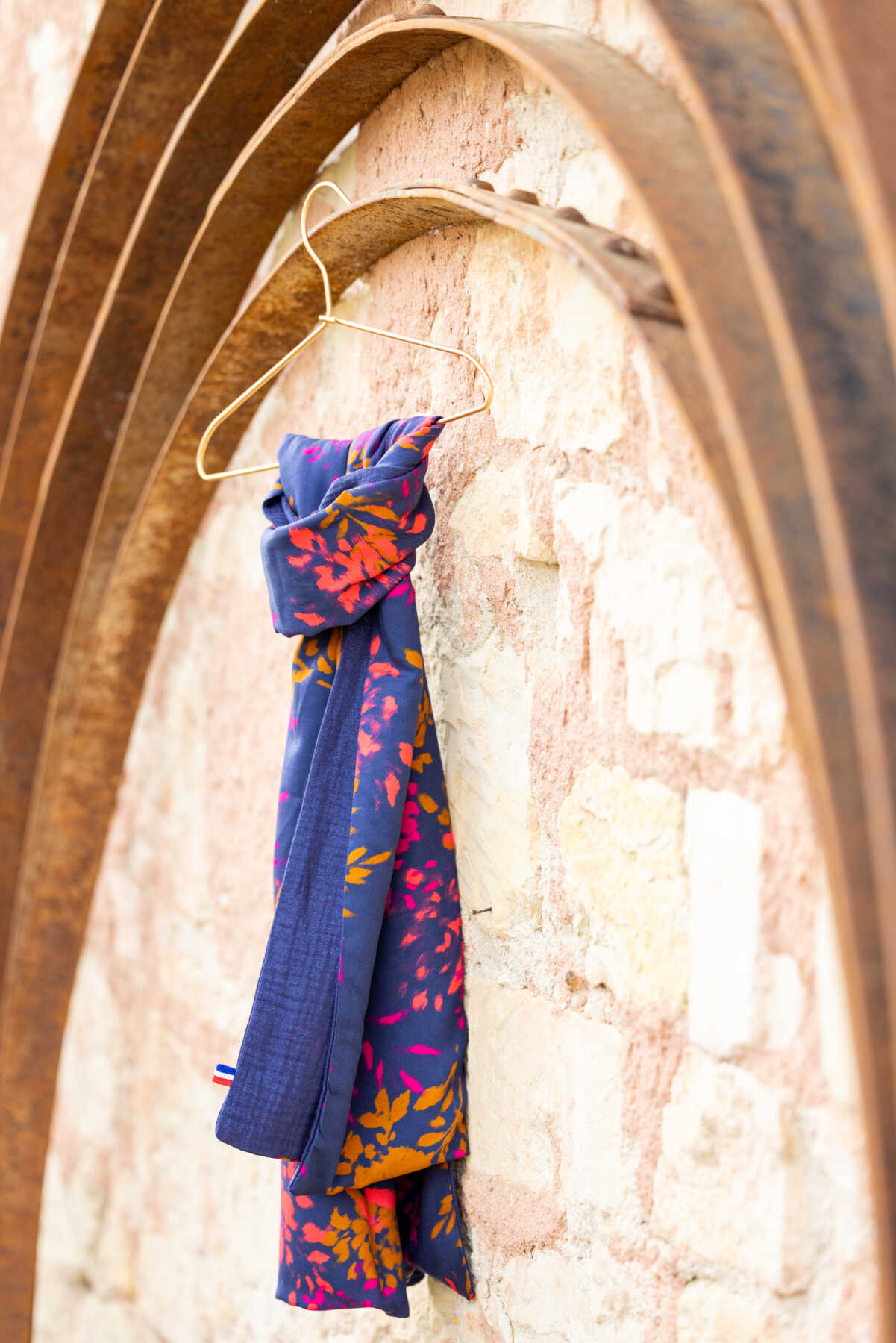 Foulard imprimé rose/marine