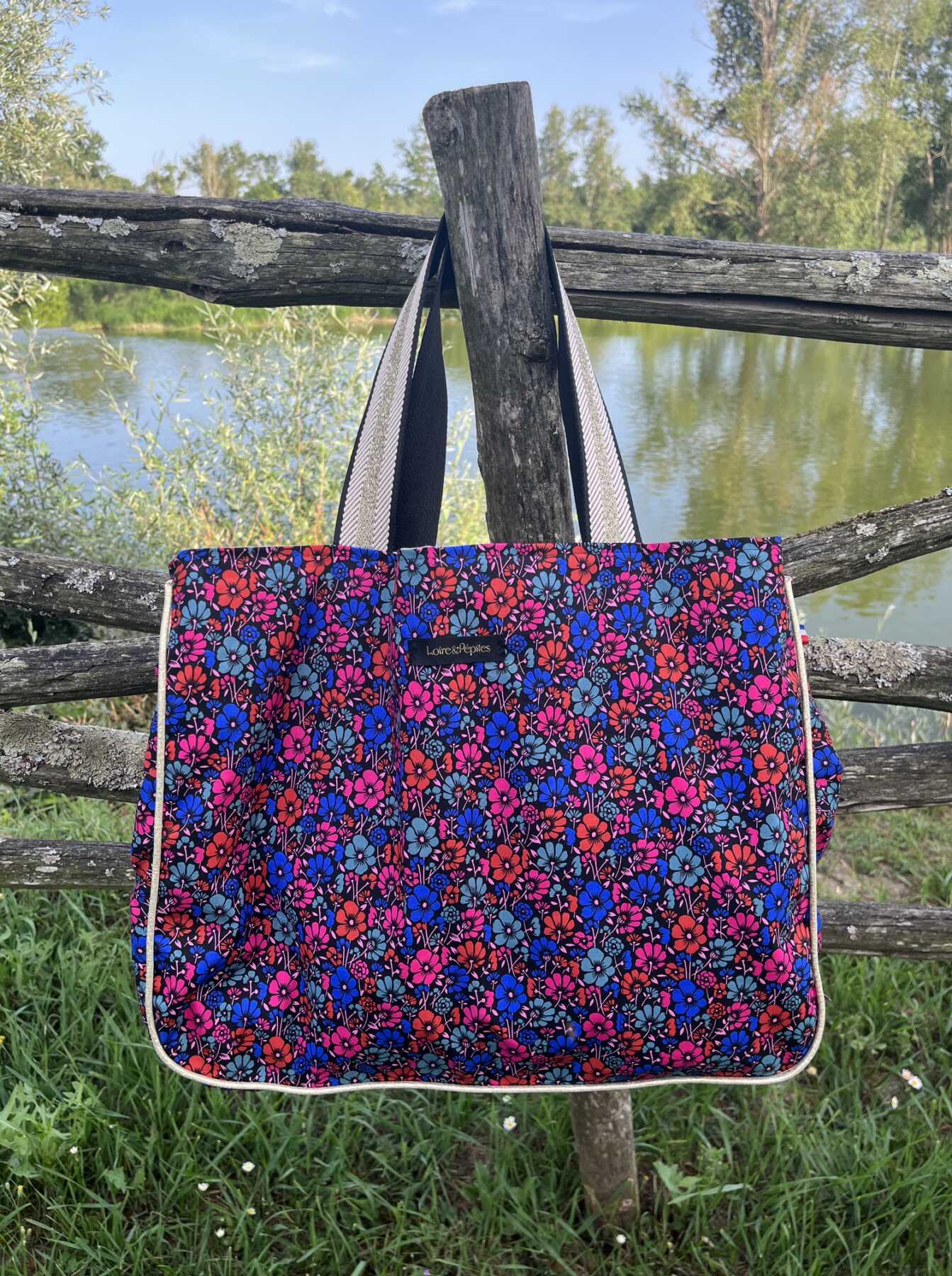 Cabas Plage Fleuri rouge