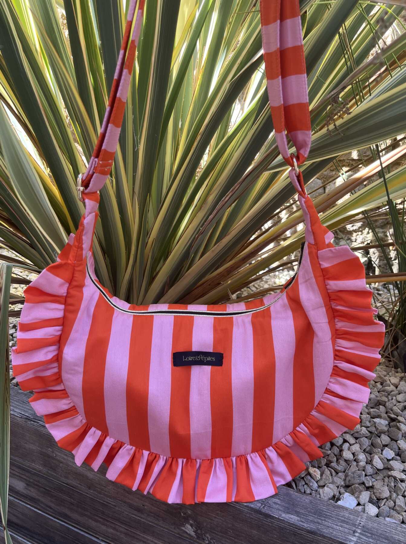 Sac à volants I Rayure Fushia