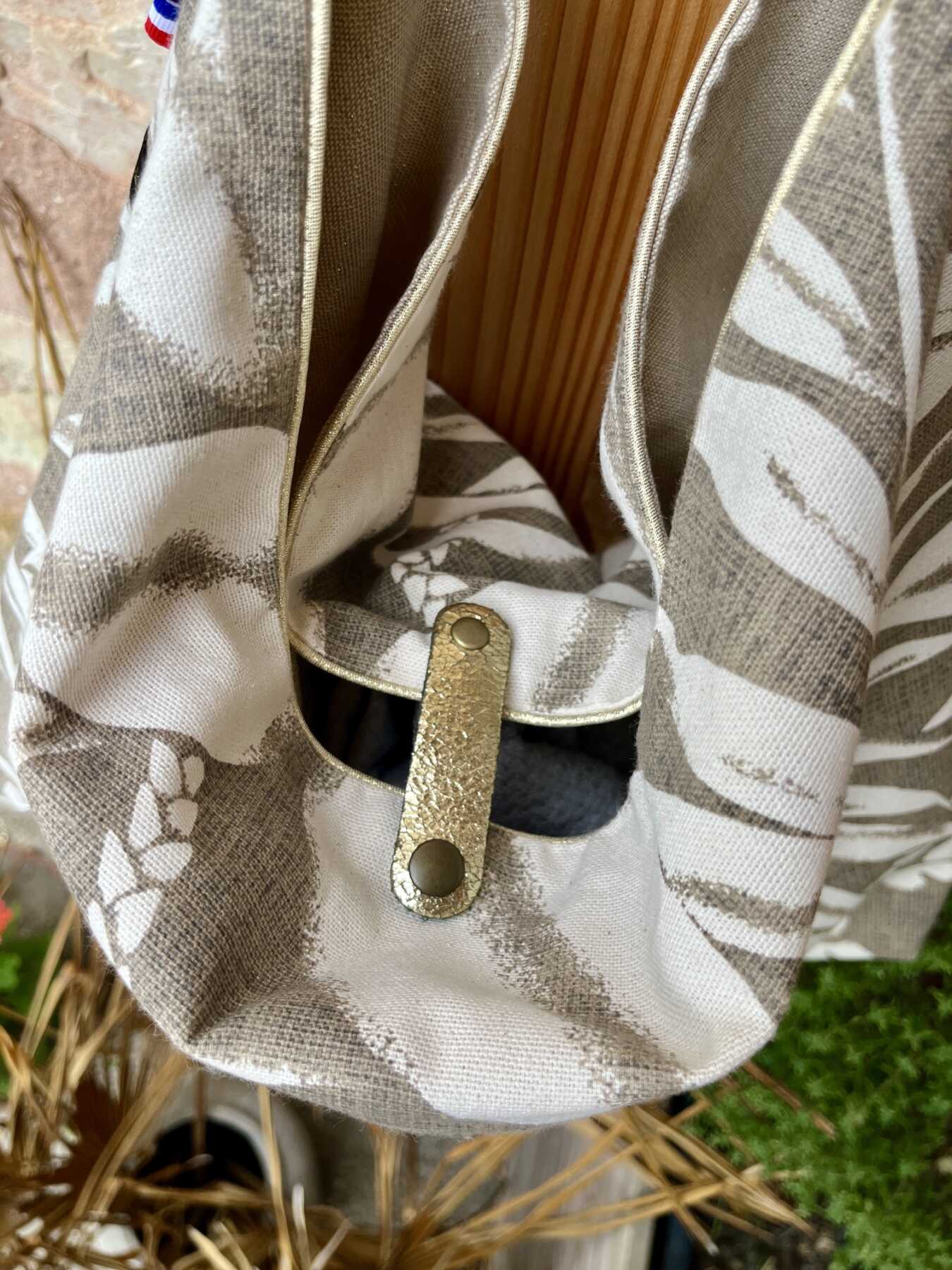 Sac Cabas en tissu fait main | Feuillage taupe – Image 3