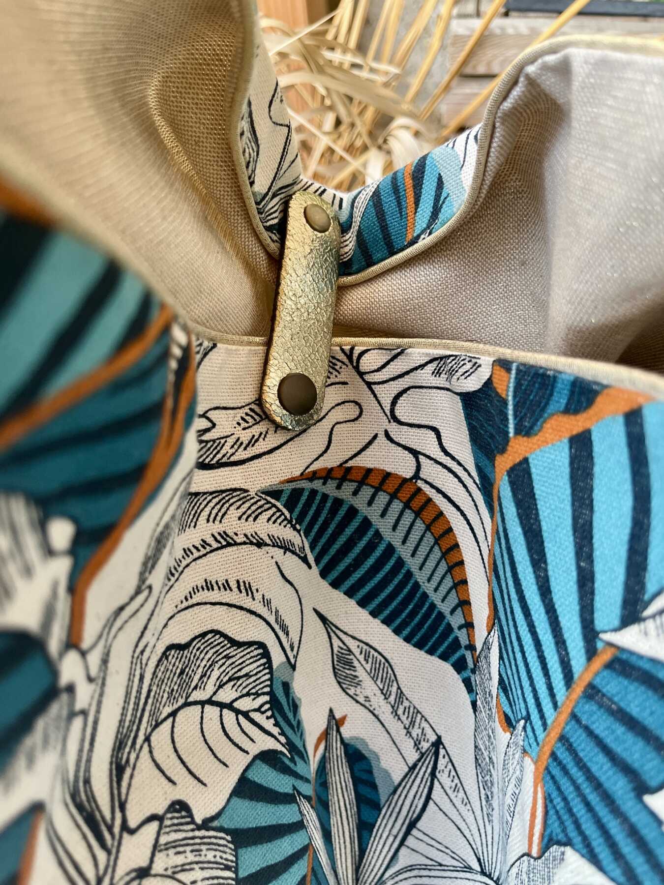 Sac Cabas en tissu fait main | Jungle bleu