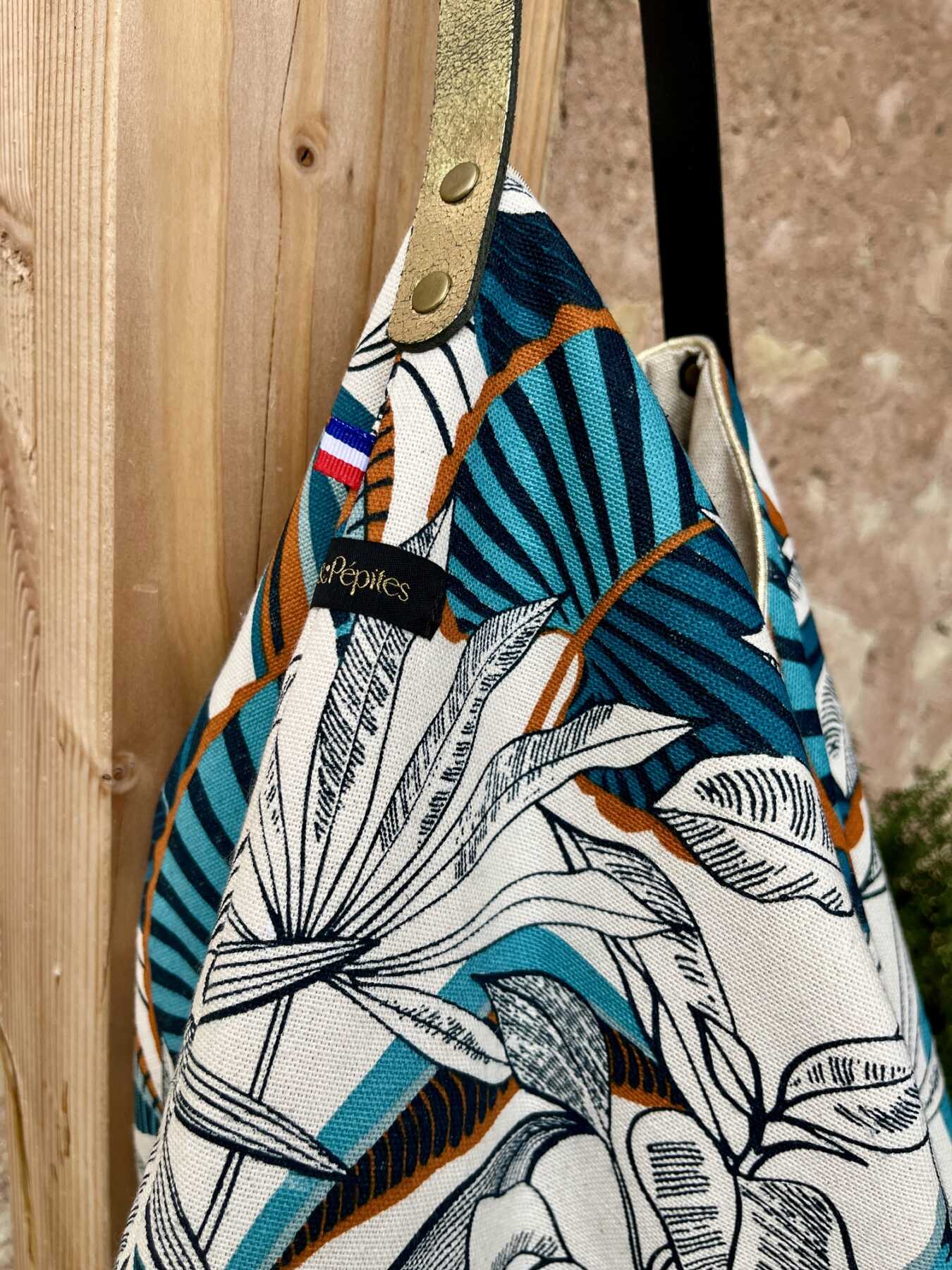 Sac Cabas en tissu fait main | Jungle bleu – Image 3