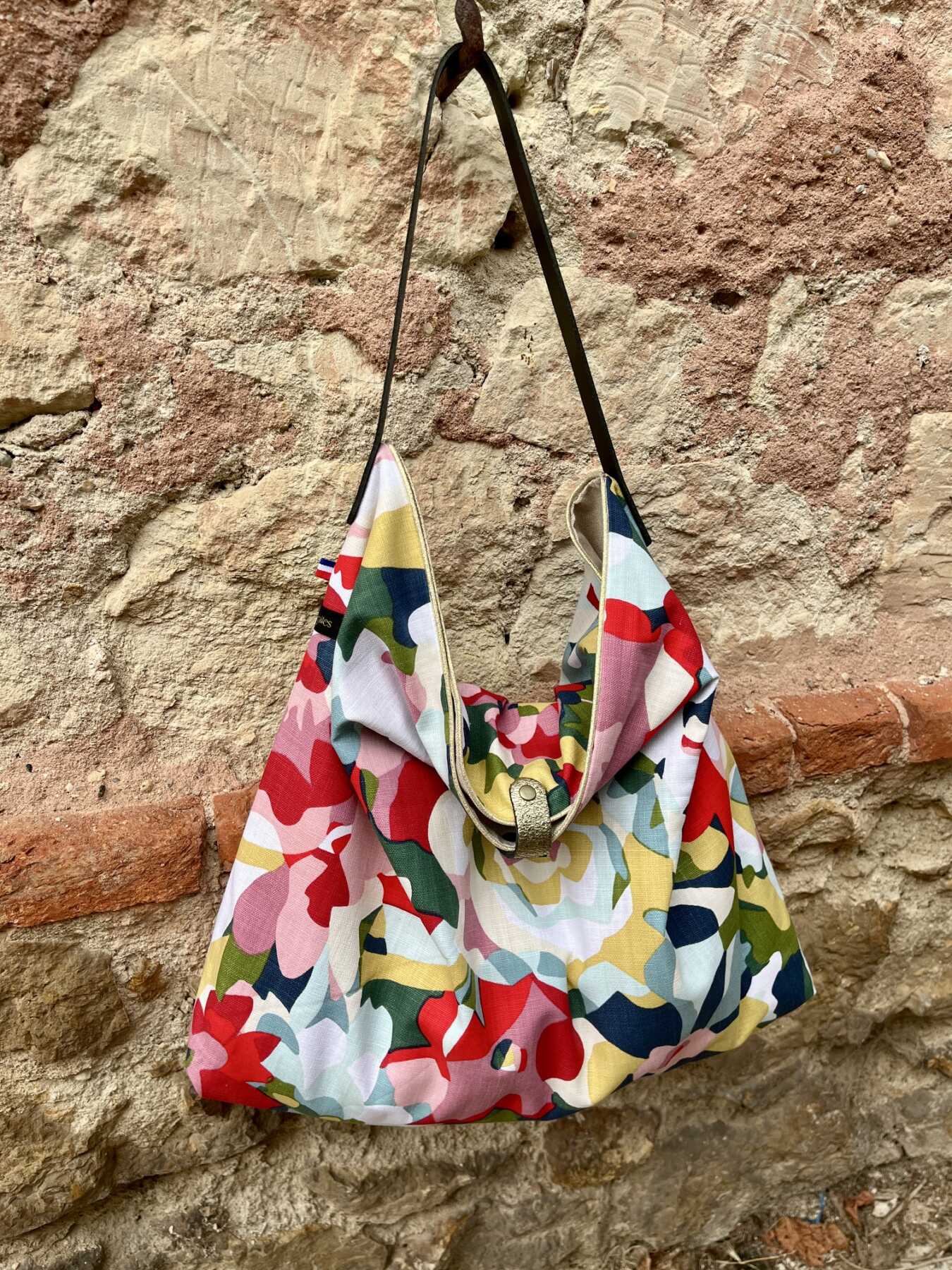 Sac Cabas en tissu fait main | Florale coloré